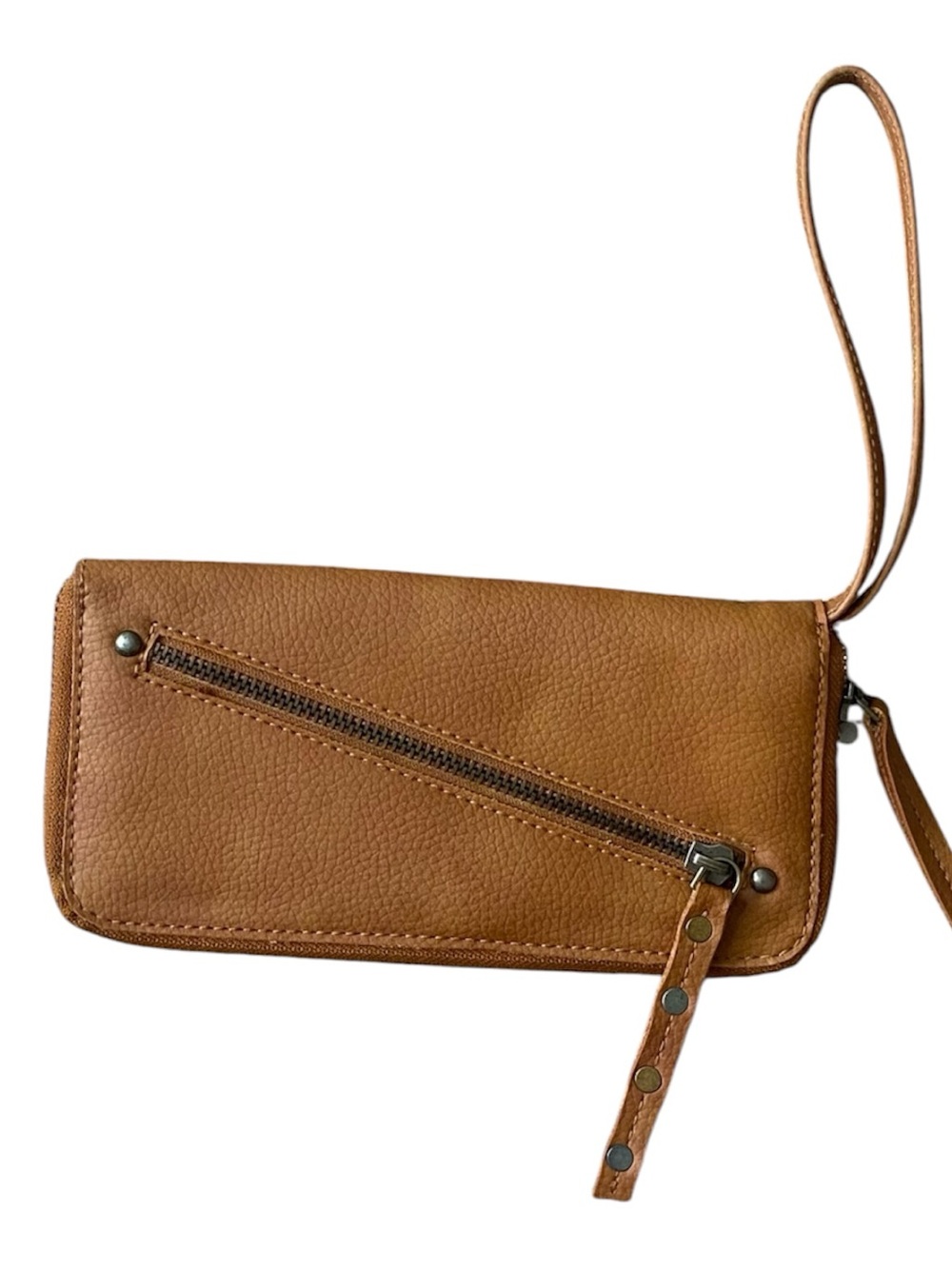 Free People Brown Vegan Leather Wristlet Wallet Clutch